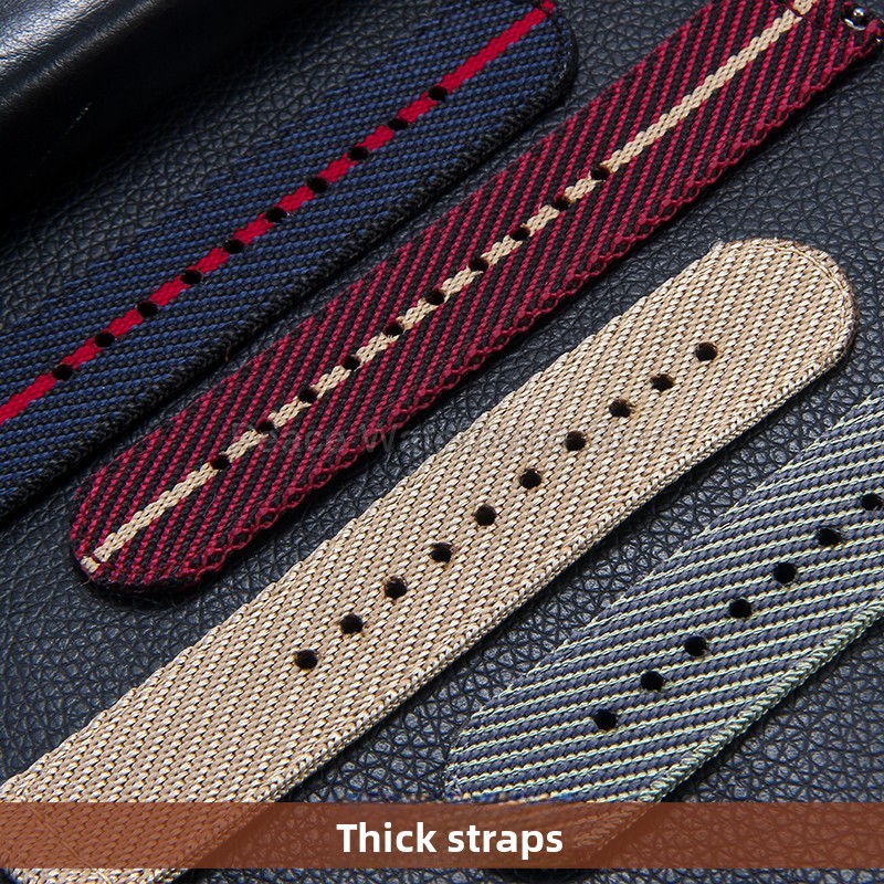 20 22mm Khaki Blue Red Nylon B - đánh giá và giá Nato Strap Nylon